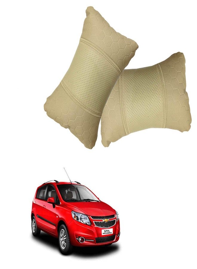 Adroitz Beige Football Design Car Neck Rest Cushion with Adjustable Straps_1226 - Image 1